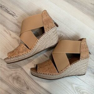 Gentle Souls Beige and Cork Wedge Sandals